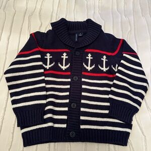 Nautical Navy Kids Cardigan with Anchor Design